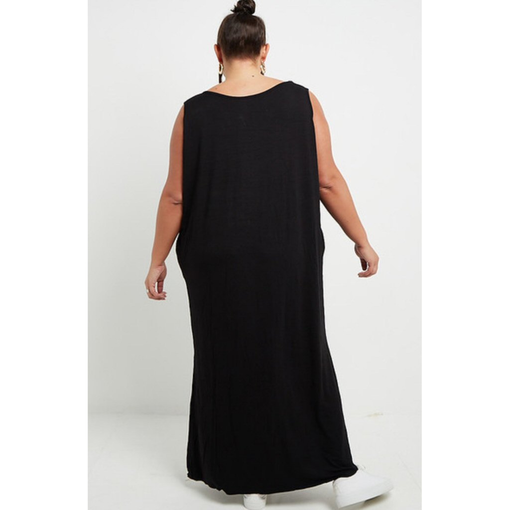 Melissa Split Sides Maxi Dress - Black - Forbidden Fashion