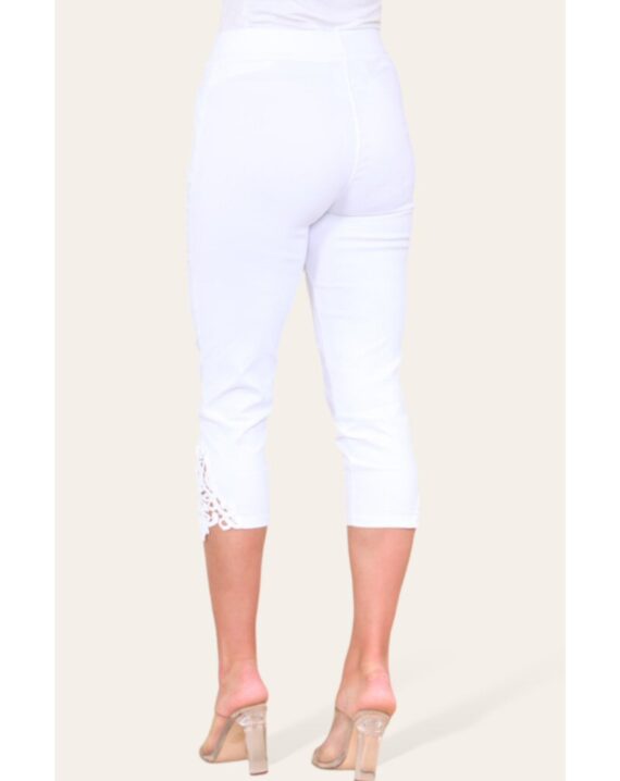 Carla Embroidered Capri Trousers - White