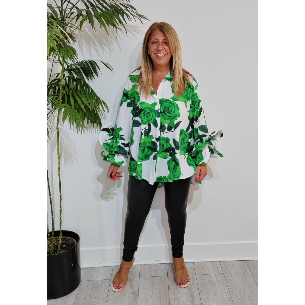 Linda Flower Shirt - Green